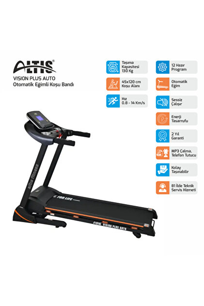 ALTIS VISION PLUS 3HP AUTO OTOMATİK EĞİM KOSU BANDI - Fiyatı