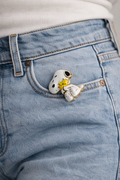 Modex Sarı Kuş Figürlü Sevimli Snoopy Köpek Broş (4cm) - Fiyatı