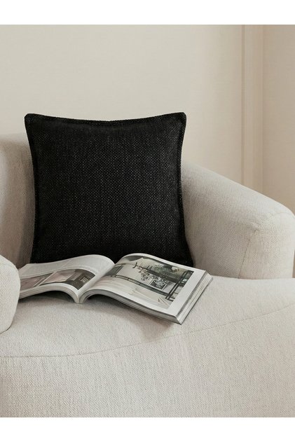 Serrated Black Throw Pillow Cover (45X45)