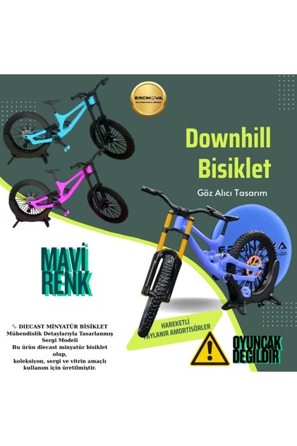 Downhill Bisiklet Diecast Bisiklet Parçaları Aktif Hareket Etmektedir-Mavi