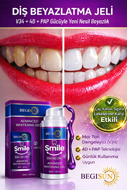 oliways BEGISUN Smile Diş Beyazlatma Jeli – V34 + 4D + PAP