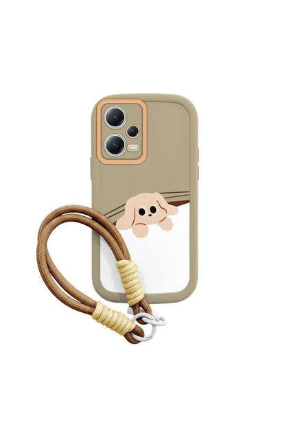 Xiaomi Redmi Note 12 Pro 5g Compatible Case Silicone Case with Hand-Wristed Cat and Dog Light Brown