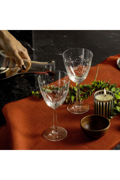 Güral Glass Stoned 6-Piece Footed Water Glass 11187