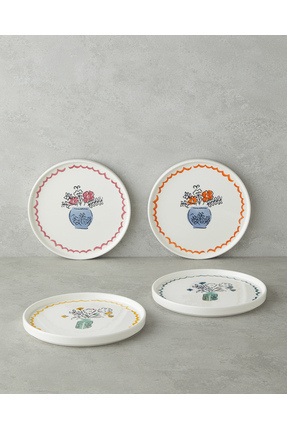 English Home Birdie Seramik 4'lü Pasta Seti 20 cm Renkli - Fiyatı