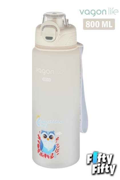 800ml Decorative Water Bottle, Dual Use, with Straw and Easy Drinking Sticker Included - FFVGN-2352