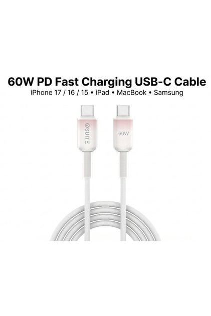 PVC housing (USB-C) TO (USB-C) Gradient Clear Cable - 60W - 1.2M - Pink