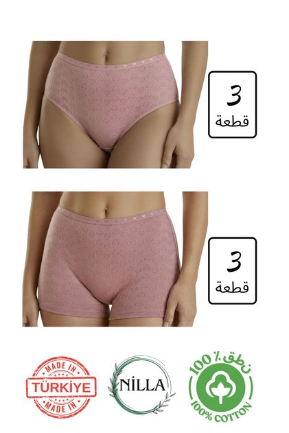6-Piece Women's Rosebud 100% Cotton Hearted High Waist 3 Panties-3 Shorts Set