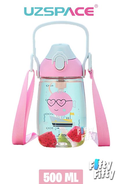 500 ml Children's Tritan Water Bottle with Straw and Neck Strap - Boxed - Ffuz 2201500
