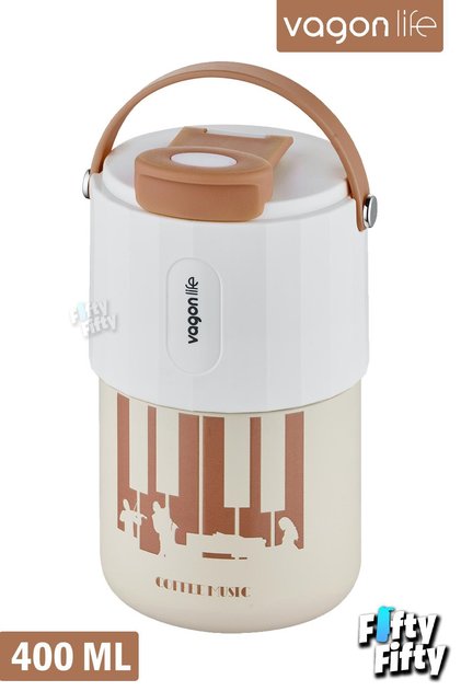 Tumbler 400 ML Kahve Bardağı/Mug Pipetli/Rahat İçim Paslanmaz Çelik Termos -Kulplu-FFVGN20