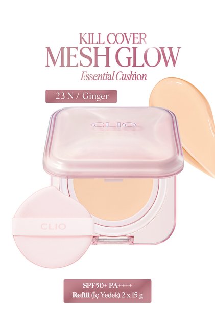 Kill Cover Mesh Glow Essential Cushion Set with Hyaluronic Acid (23N Ginger) Spf50+ Pa++++