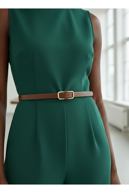Women's Brown Holeless Adjustable Belt