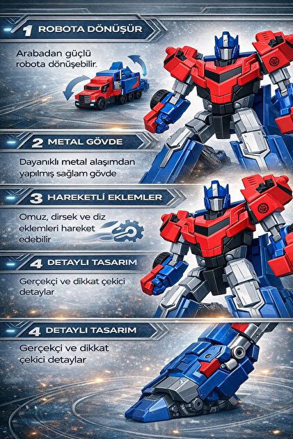 TRENDZONE Oyuncak Metal Gövdeli Robota Dönüşen Transformers