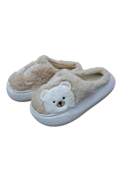 Women's Teddy Bear Patterned Comfortable Plush House Slippers 25Bnt132