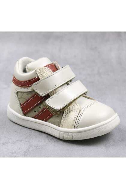 Ghete sport pentru copii , captusite , din piele naturala 3237-CREM/CREM