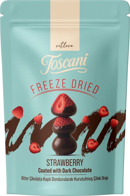 Toscani Dark Chocolate Covered Freeze-Dried Strawberry Dragee