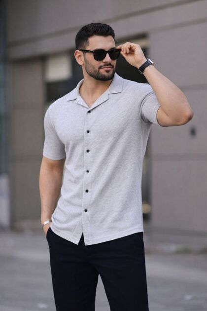 kısa kol waffle gömlek pamuklu rahat slimfit kalıp dar kesim yazlık t-shirt