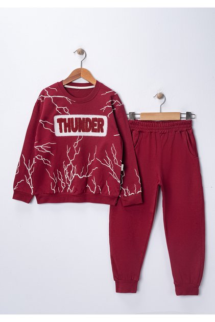 Printed and Embroidered Boys' Tracksuit Set