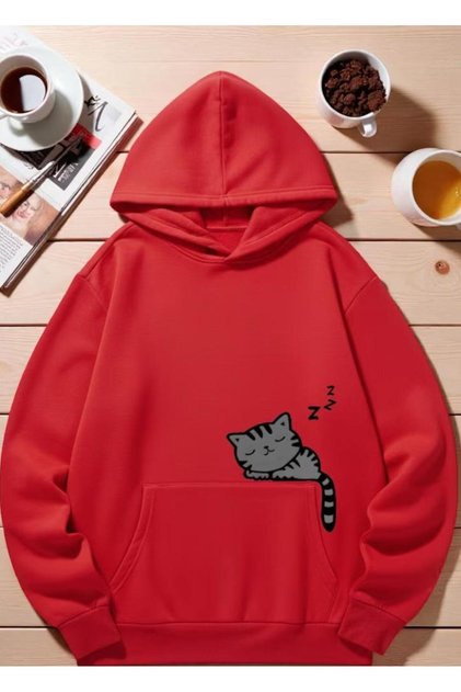 Unisex Men'S/Women's Colorful Cepkedi̇ Custom Printed Cotton Oversize Hooded Sweatshirt