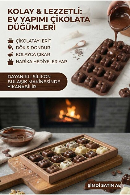 Silicone Chocolate Mold - 15-Piece Non-Stick Coffee-Flavored Madlen and Praline Mold with Knot Pattern