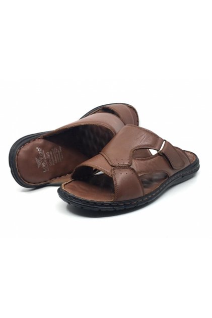 100% Genuine Leather Daily Orthopedic Men's Large Size Velcro Slippers 45-49