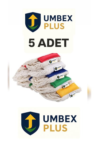 UMBEX Islak Saçaklı Temizlik Arabası Dar Mop 350 gr Mop Yedeği Ekstra Yüzey Temizlik 5'li Paket