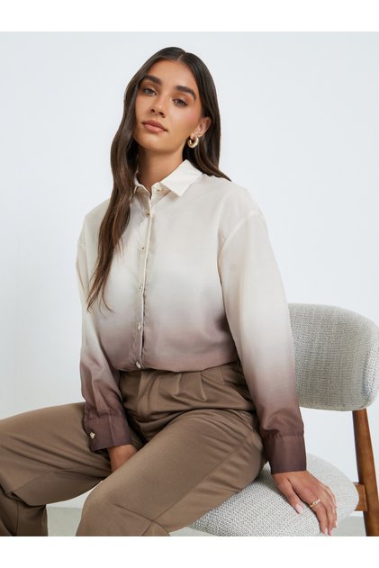 Women Printed Ombre Ombre Button-Down Shirt