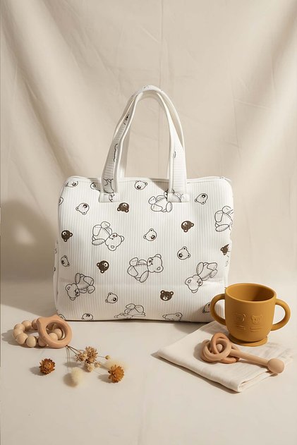 Mini Teddy Bear Mother Baby Care Bag with Bow