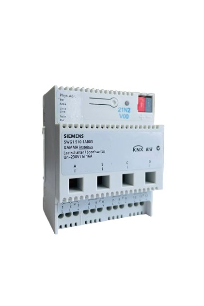 5WG15101AB03 Instabus EIB Load-break switch N 510, 4x 230 V AC/16 A, Original, New, Made in Romania.