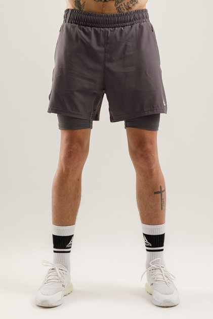 Training Cri-28 Fit Ls Mid Waist 2 in 1 Men's Athlete Shorts with Tights Smoked