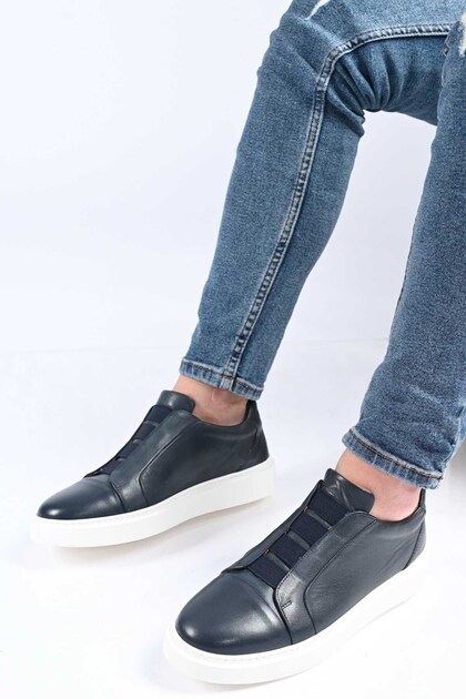 Laceless Elastic Eva Sole Genuine Leather Sneaker 174-24226 Men's Shoes
