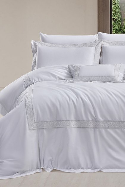 Drew 400Tc Luxury Duvet Cover Set / Cream