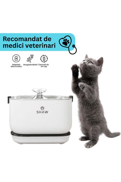 ® PRO V3 Fântână automată de apă cu baterie și senzor inteligent pentru animale de companie, albă