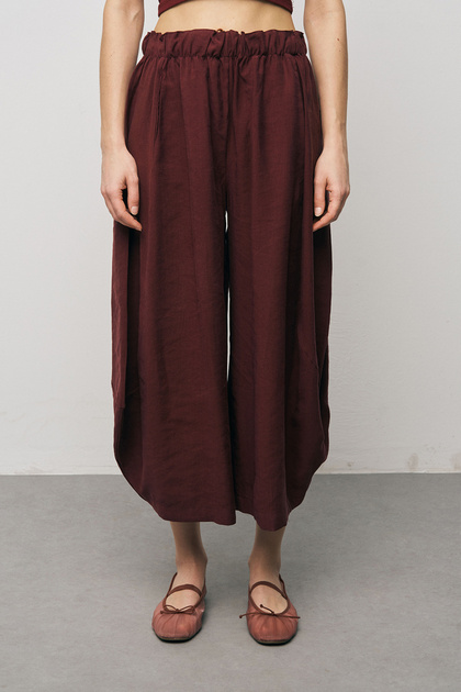 Women's Solid Color Modern Shalwar Trousers with Elastic Waist