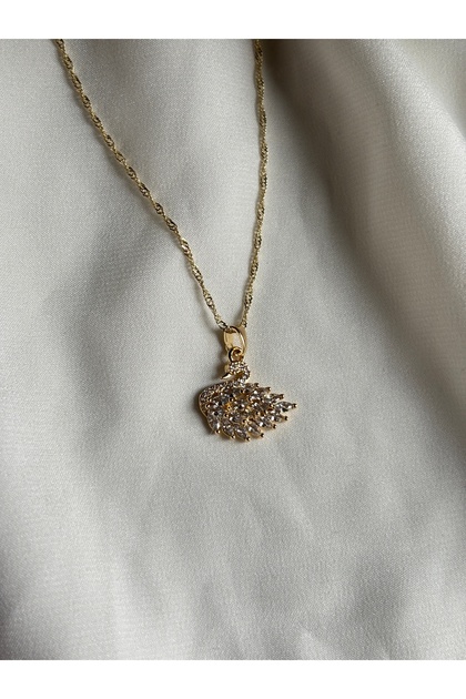 Stainless Steel Zircon Stone Swan Figure Necklace