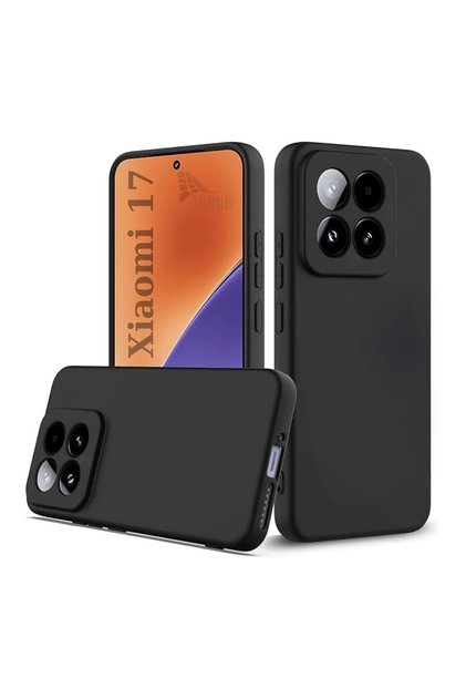Xiaomi 17 Compatible Silicone Case - Flexible Cover with Camera Protection in Pastel Color Tone - Black