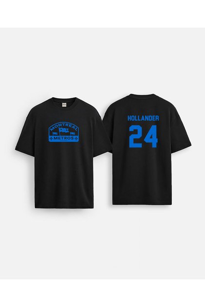 Hollander 24 Heated Rivalry Dizi Baskılı Bisiklet Yaka Çift Taraflı Siyah Tişört T-shirt