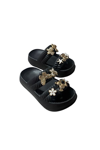 Girls' Double-Strap Stone-Patterned Light-Soled Beach and Pool Casual Slippers