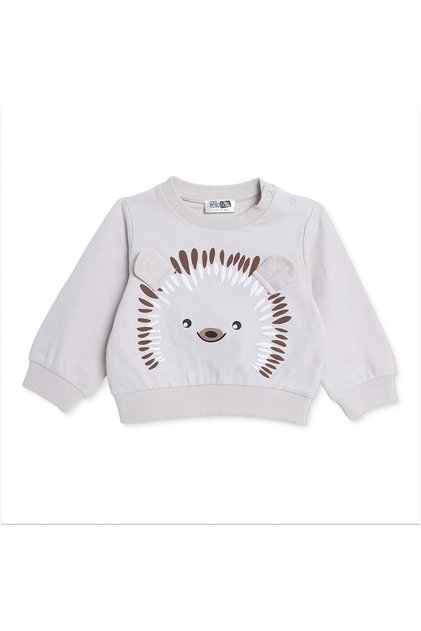 HelloBaby HelloBaby Erkek Bebek Sweatshirt Hayvan Baskılı Çıtçıtlı Bisiklet Yaka Uzun Kol