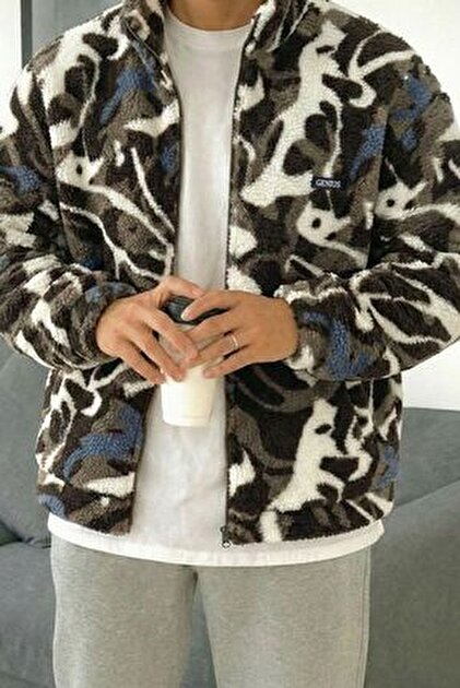 GENIUS STORE Oversize Peluş Sweatshirt Erkek Polar Sweatshirt