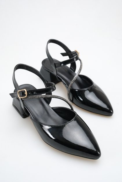 Torino Women's Patent Leather Heeled Ballerina Shoes – 5 cm Heel, Casual and Office Chic 1106