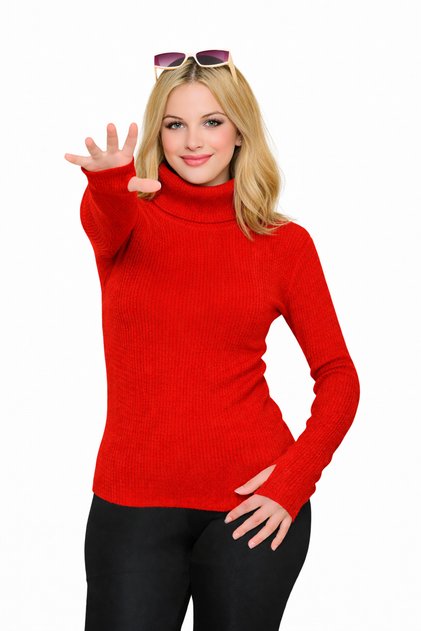 Red Turtleneck Premium Savior Body Sweater with Finger Detail