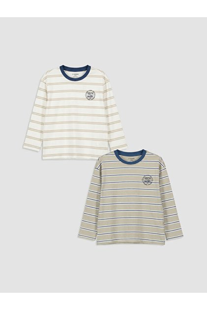 Shining Choices from Shining Store Zero Roba Collar Striped Boy's T-Shirt 2-Pack