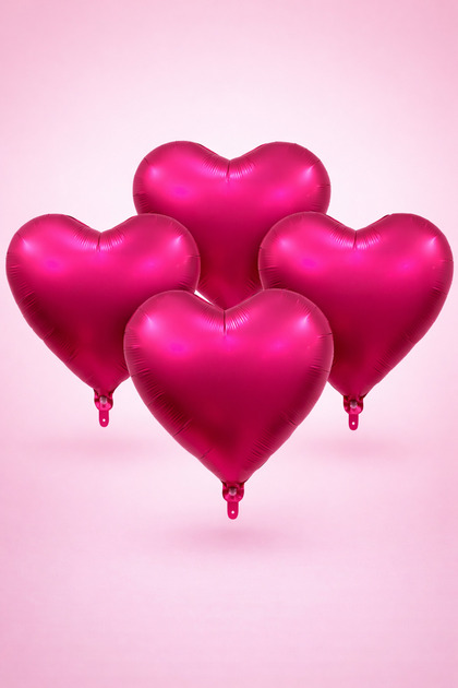 Fuchsia Heart 4-Piece Foil Balloon 20 Inch 50 cm