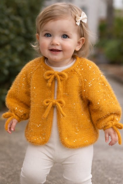 Hand-Knitted Baby Girl/Child Cardigan/Sequined