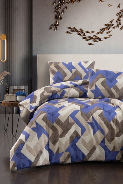 Rayce 100% Cotton Double Duvet Cover Set - Fitted Sheet