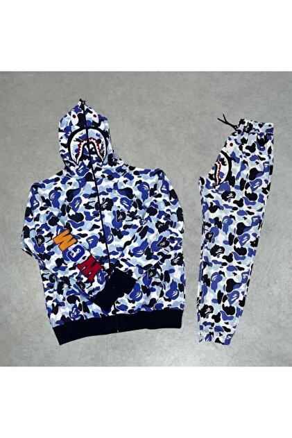Erzani Kids Bape Kamuflaş Premium Full Fermuarlı Kapüşonlu Ünisex