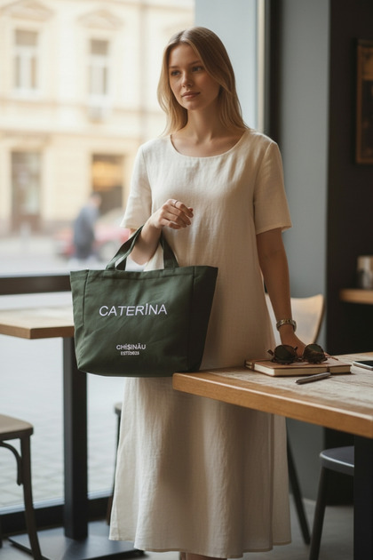 Canvas Khaki Small Hand and Shoulder Bag