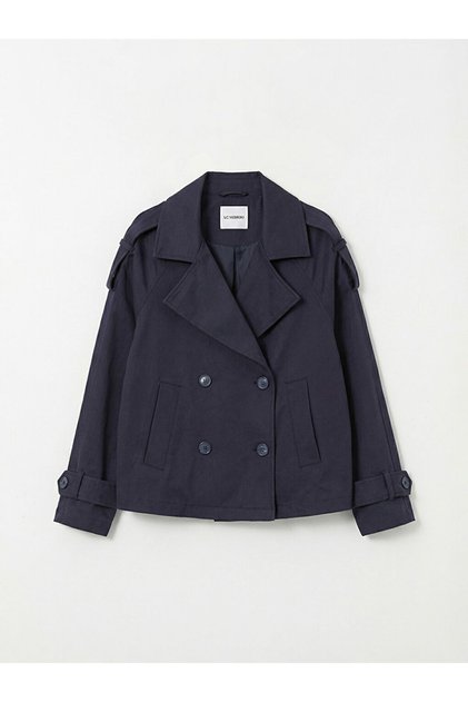 Giyçık Store Navy Blue Oversize Women's Suede Look Trench Coat