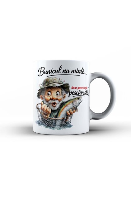 Cană cadou de suflet pentru bunici – ceramică 330 ml – cadou amuzant pentru bunic pescar