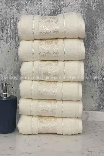 Blossom Hand-Face Towel 6 Pieces - Cream